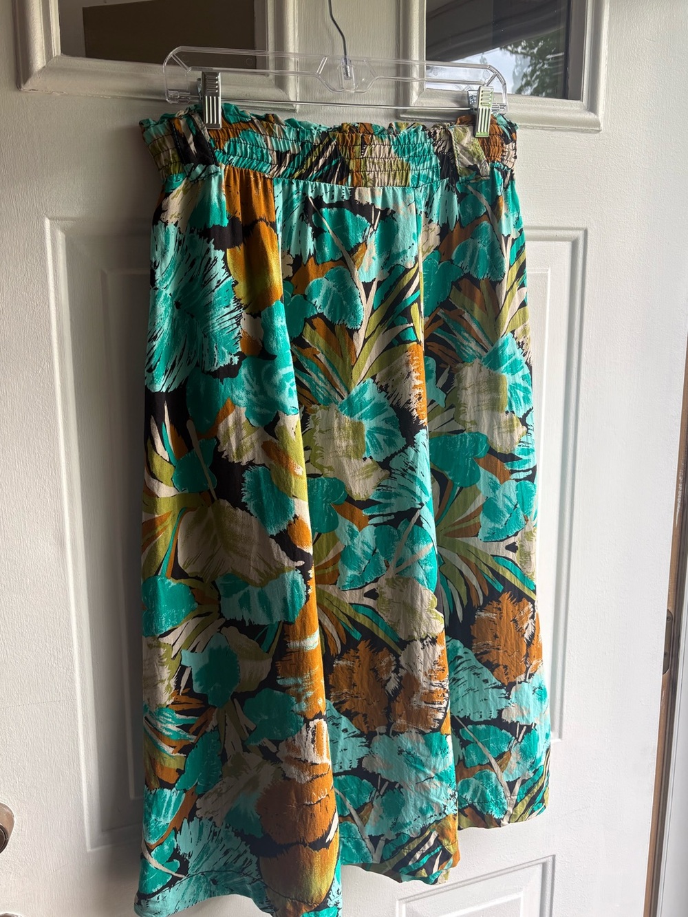 Autograph American Clothing Vintage Elastic 90s Tropical 100% Rayon Midi Skirt